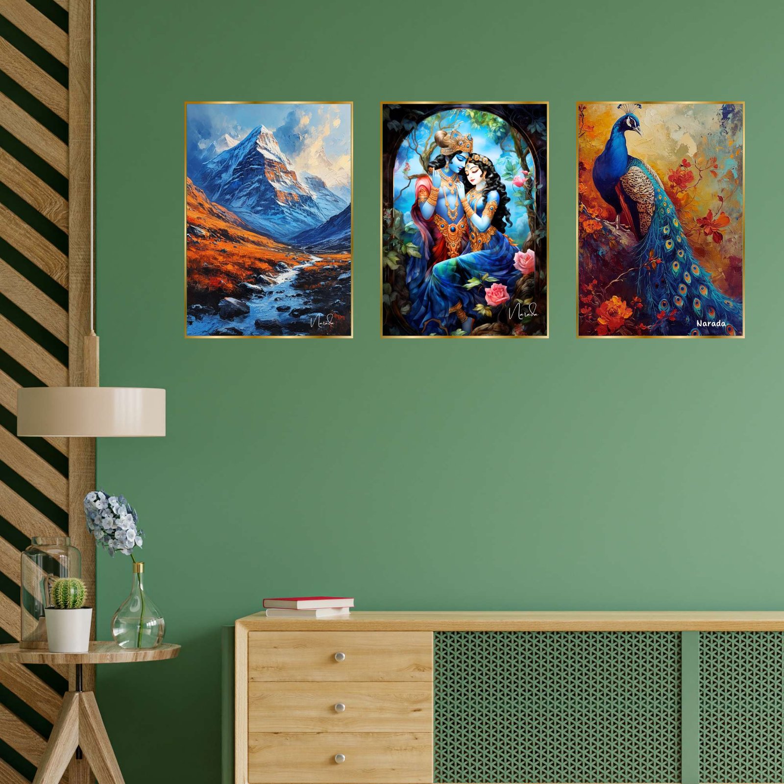 Set of Three Wall Paintings for Wall Dacoration Golden Framed Wall Paintings for Living Room & Bedroom Wall Art for Home Decoration & Office Wall Décor (24x18 inch CH-GD3-1) - Image 4