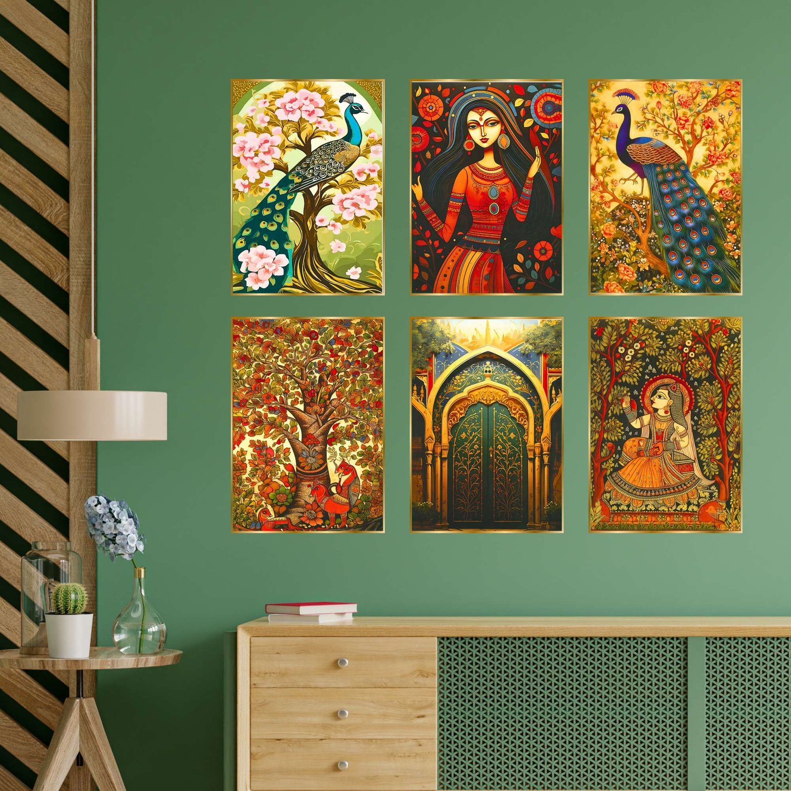 Set of Six Wall Paintings for Wall Dacoration Golden Framed Wall Paintings for Living Room & Bedroom Wall Art for Home Decoration & Office Wall Décor (13x10 inch CH-GD6-2) - Image 2