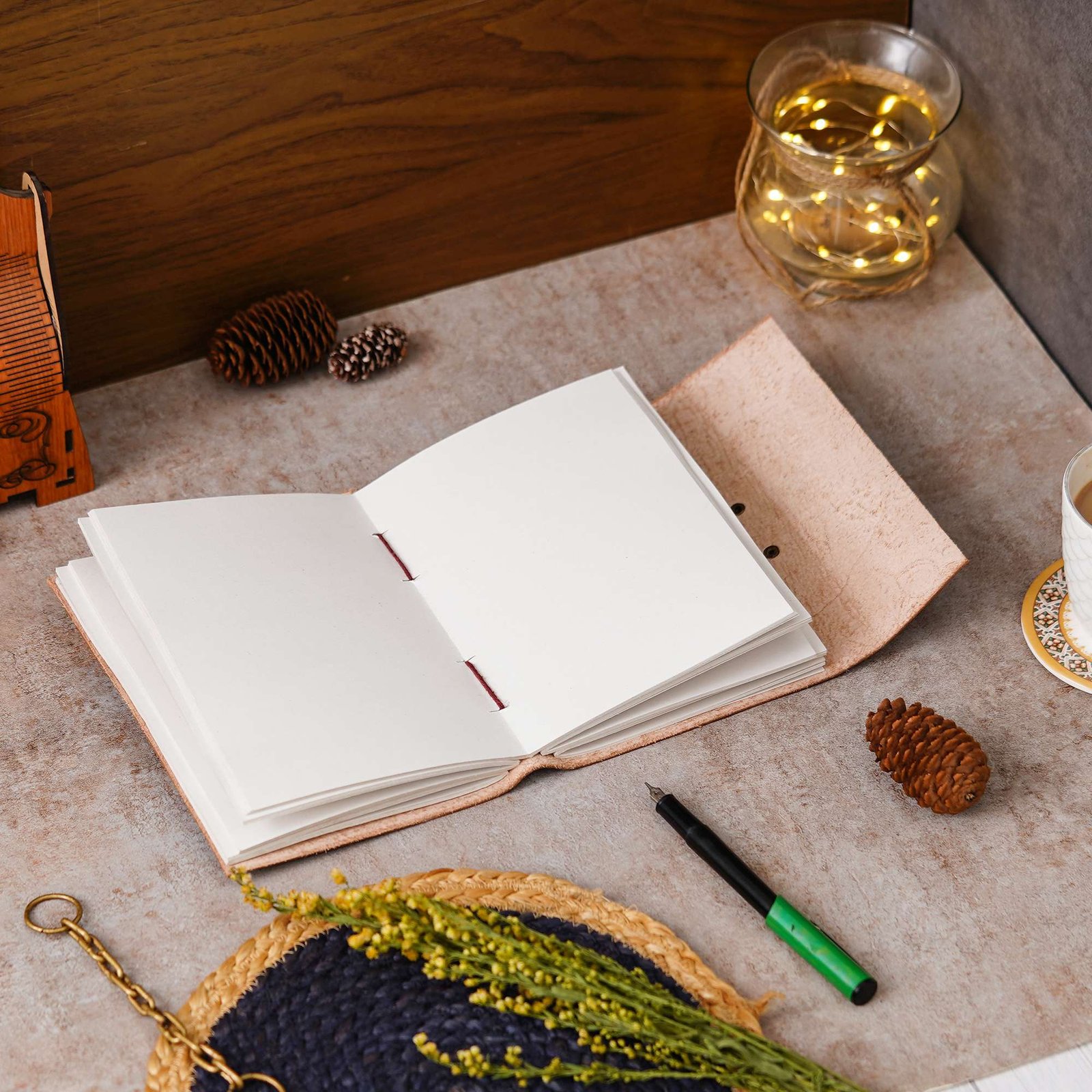 Vintage Handmade Genuine Leather Diary Journal | Premium Antique String Closure | 200 Handmade Unruled Pages DIARY-36 - Image 2