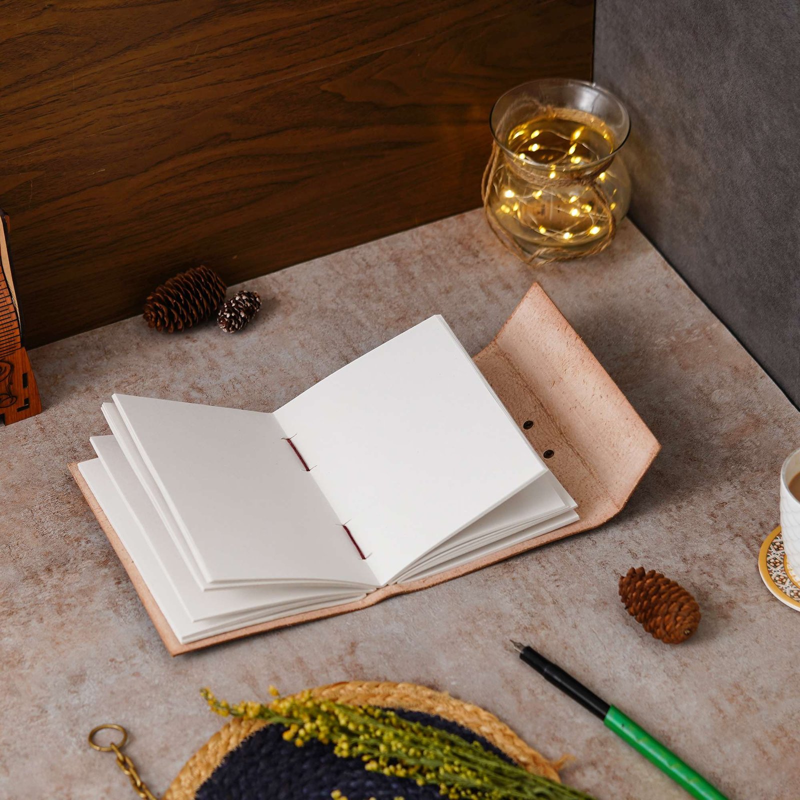 Vintage Handmade Genuine Leather Diary Journal | Premium Antique String Closure | 200 Handmade Unruled Pages DIARY-29 - Image 4